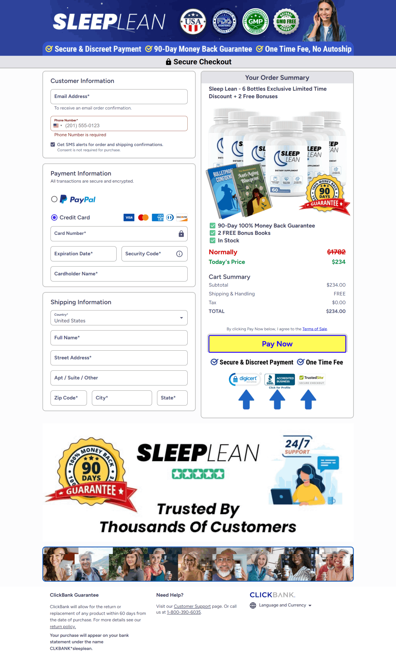 SleepLean secure checkout